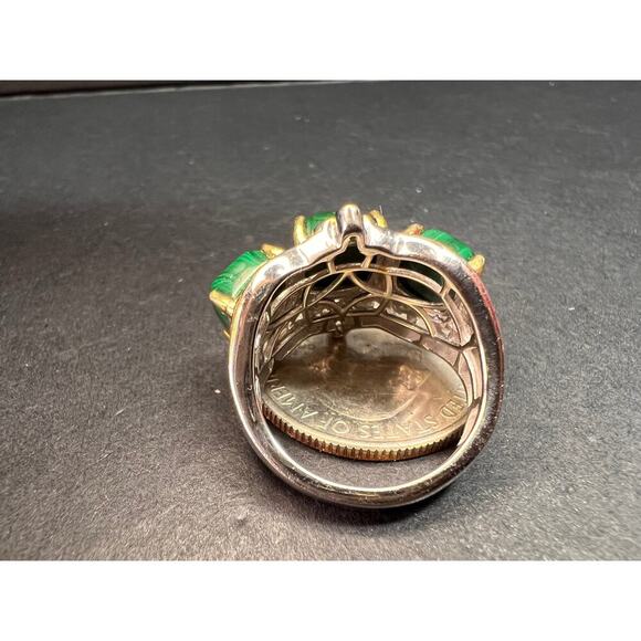 NEW Malachite two toned ring in sterling silver size 7 - Picture 6 of 16